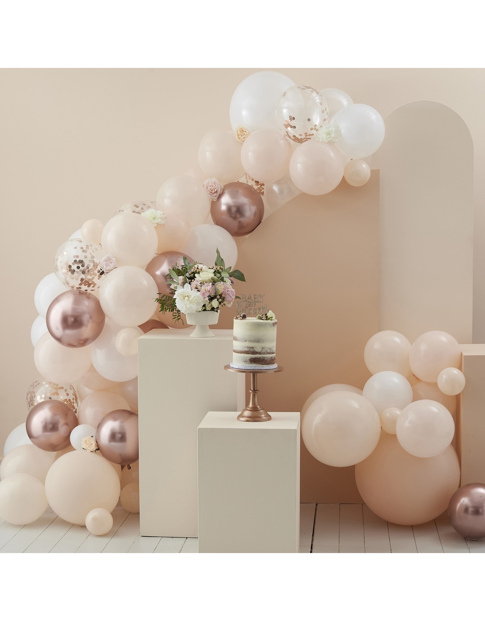 Ballonnenboogset DIY peach & rose goud