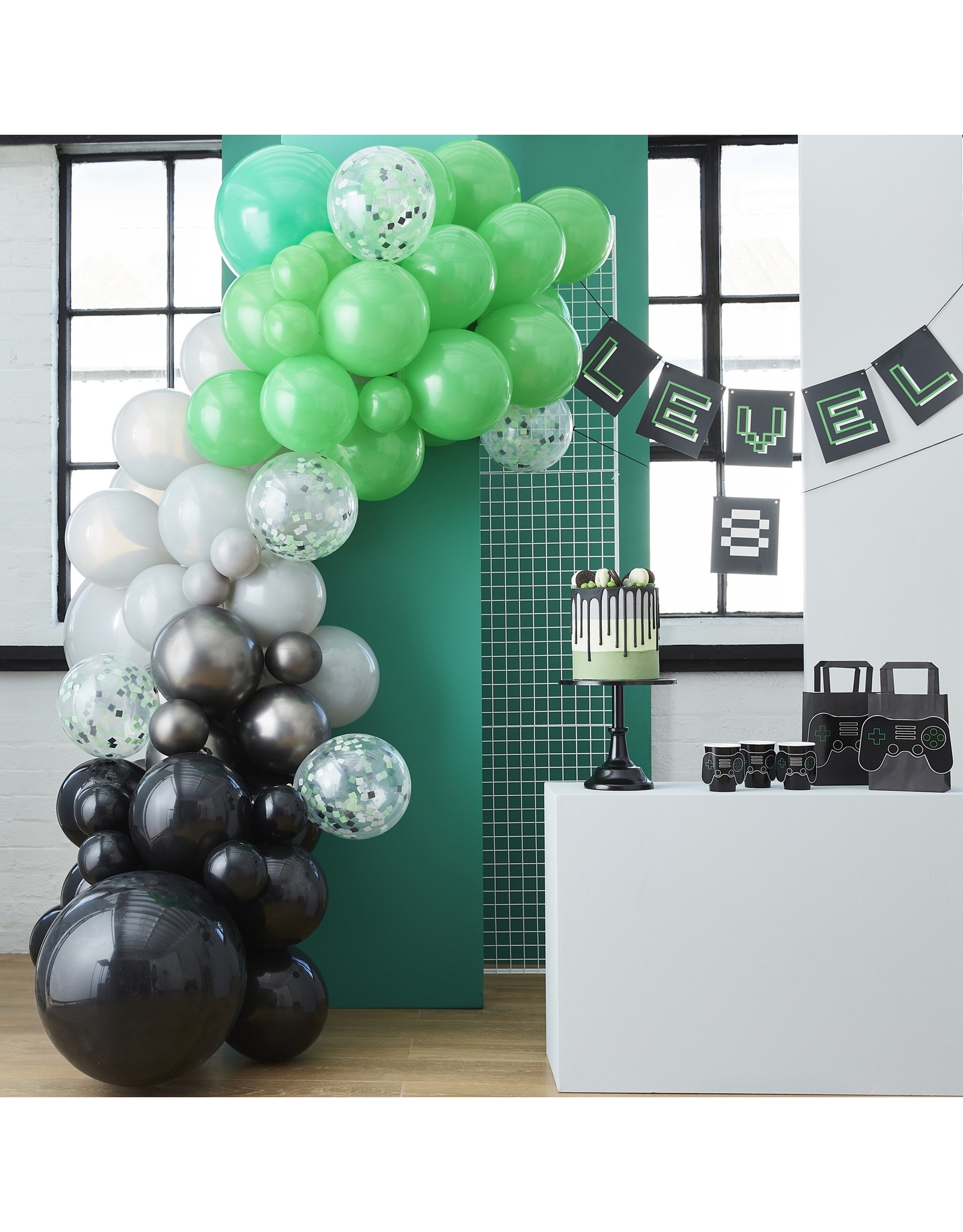 ballonnenboogset DIY  groen zwart game 70 delig