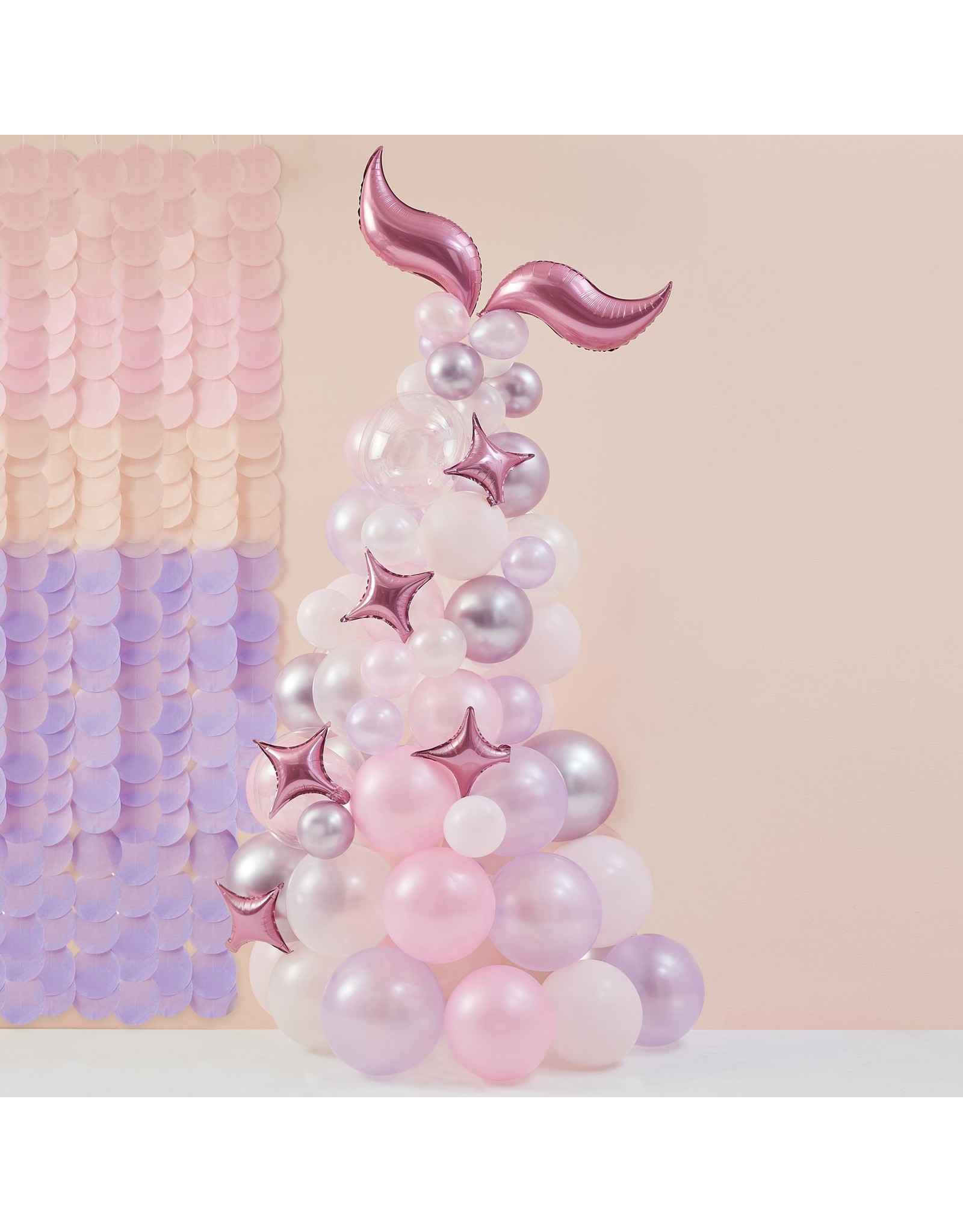 Mermaid ballonnen staart 73 stuks purple pink