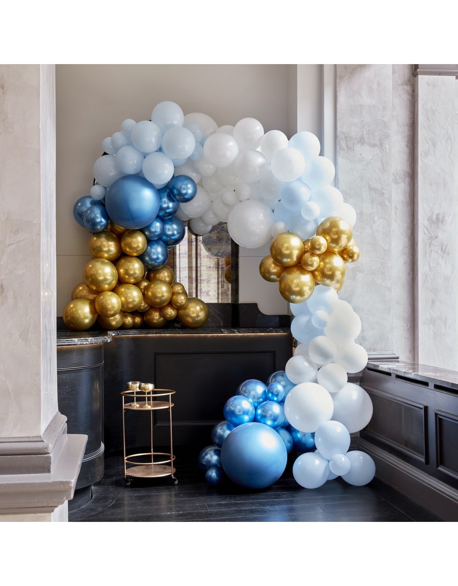 ballonnenboogset DIY 200 stuks goud blauw wit