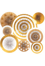 Decoratie set rosettes wit/goud 8-delig