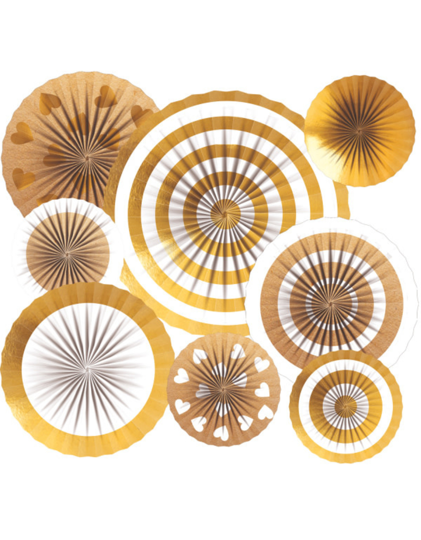 Decoratie set rosettes wit/goud 8-delig