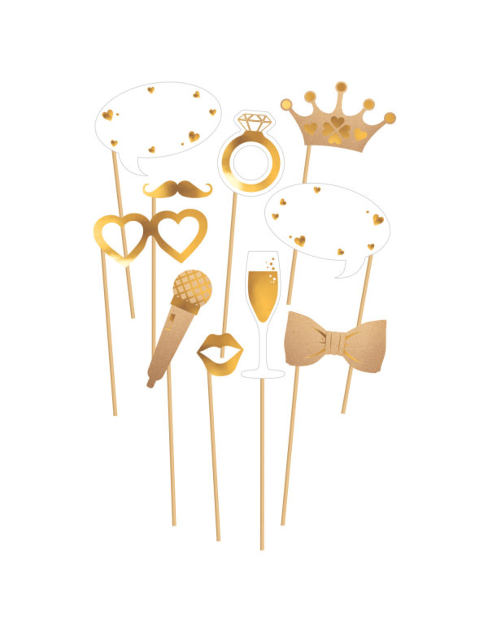 Photo booth props wedding goud wit 10-delig