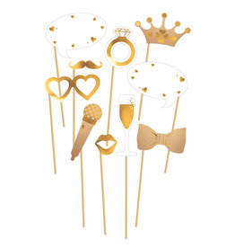 Photo booth props wedding goud wit 10-delig