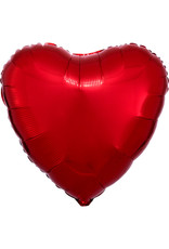 Folieballon rood hart metallic 43 cm