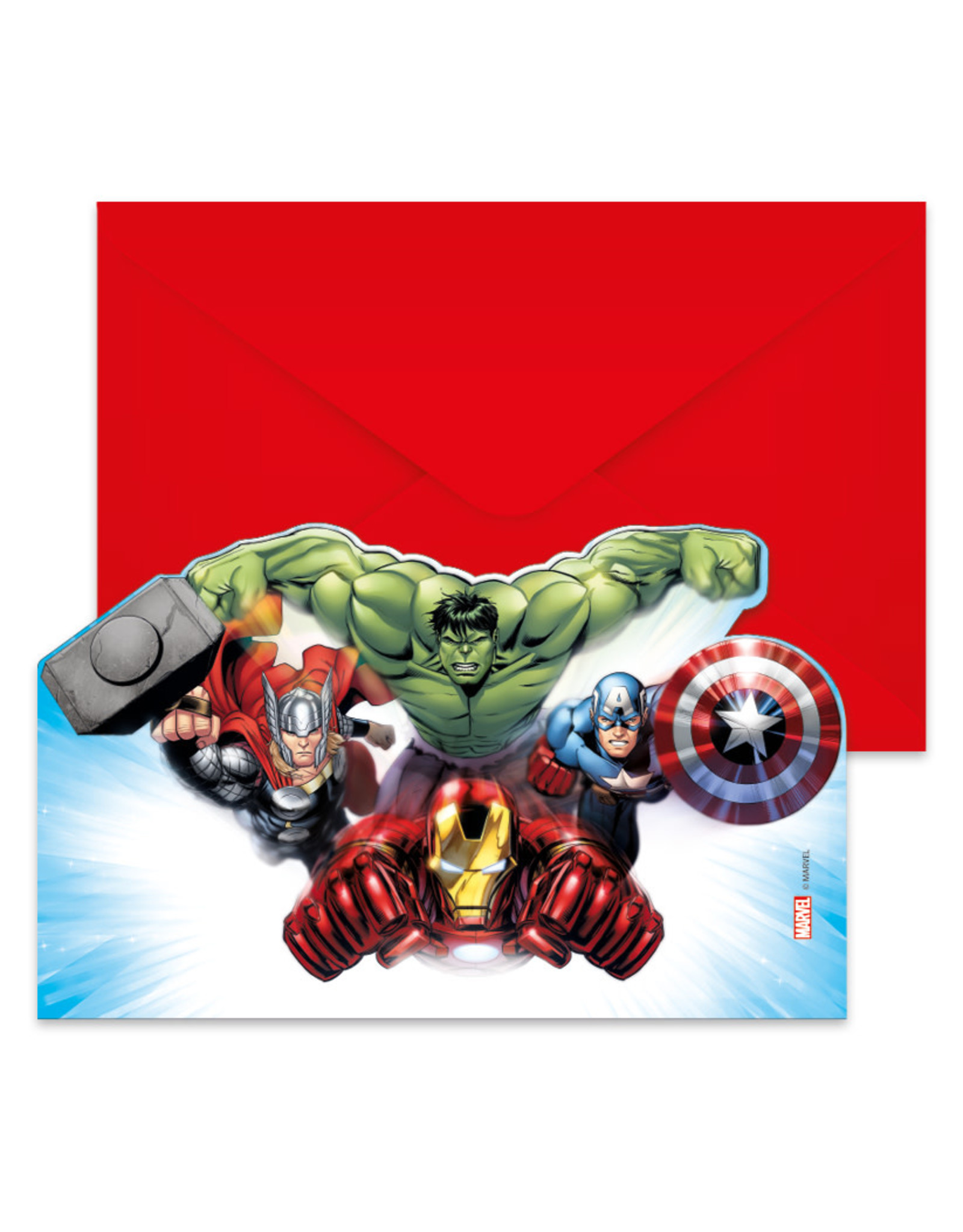 Marvel Avengers uitnodigingen + enveloppen 6 stuks
