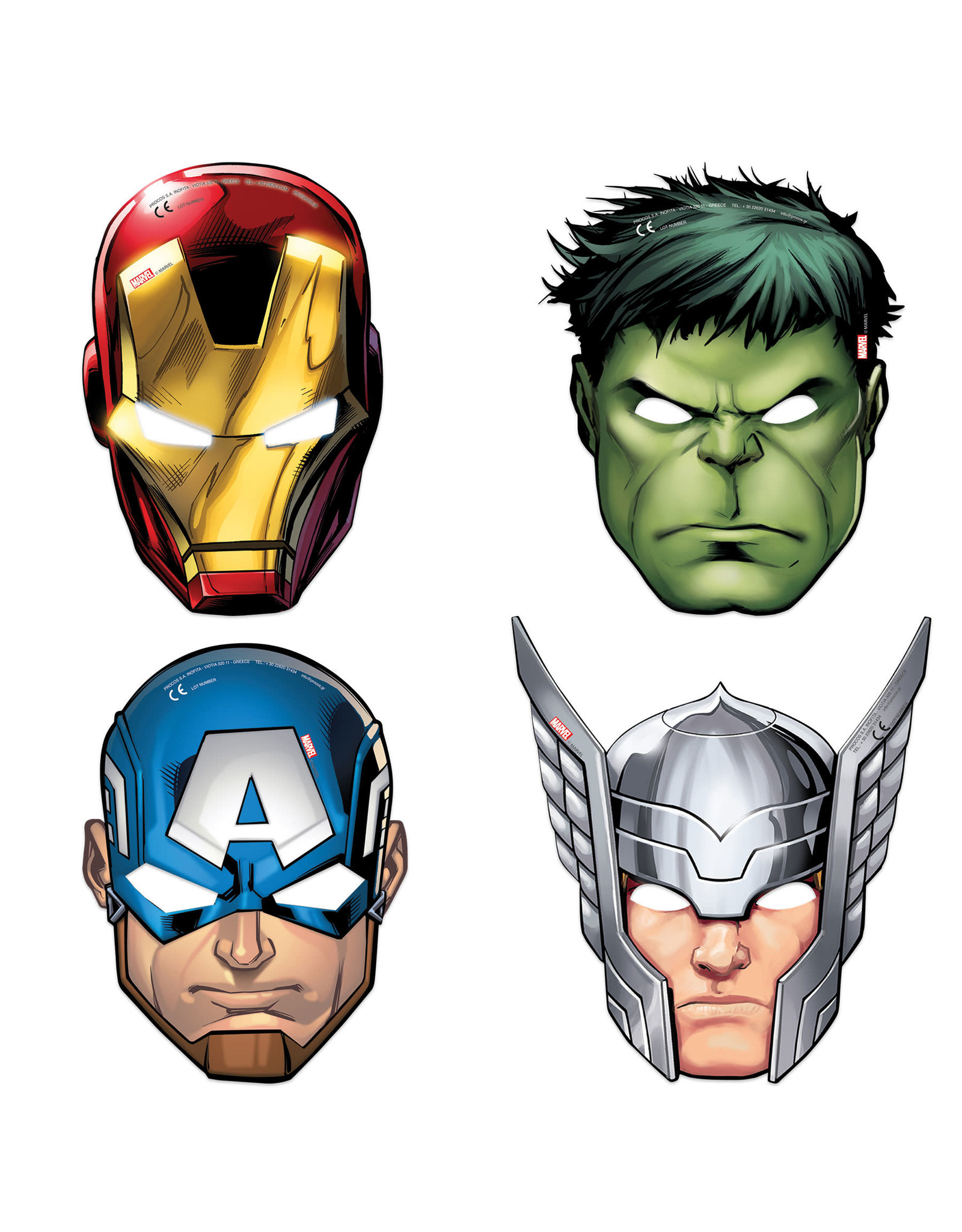 Marvel Avengers papieren gezichtsmaskers 6 stuks