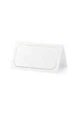 Partydeco plaatskaartjes wit met gouden frame 10 stuks