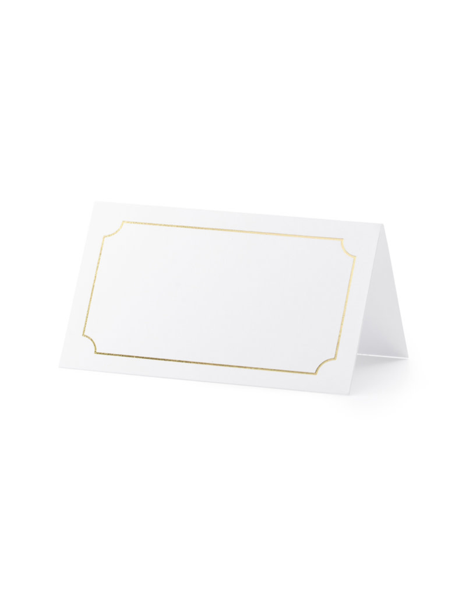 Partydeco plaatskaartjes wit met gouden frame 10 stuks