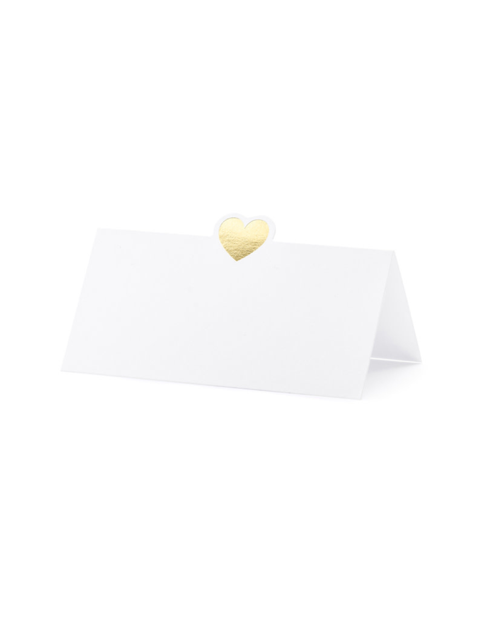 Partydeco plaatskaartjes wit met gouden hart 10 stuks