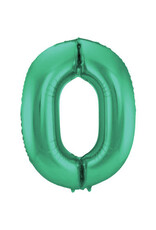 Folieballon mat groen cijfer 0 86 cm