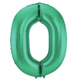 Folieballon mat groen cijfer 0 86 cm