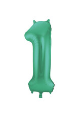 Folieballon mat groen cijfer 1 86 cm