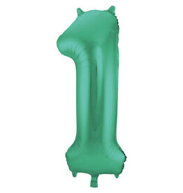 Folieballon mat groen cijfer 1 86 cm