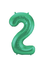 Folieballon mat groen cijfer 2 86 cm