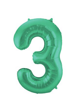 Folieballon mat groen cijfer 3 86 cm