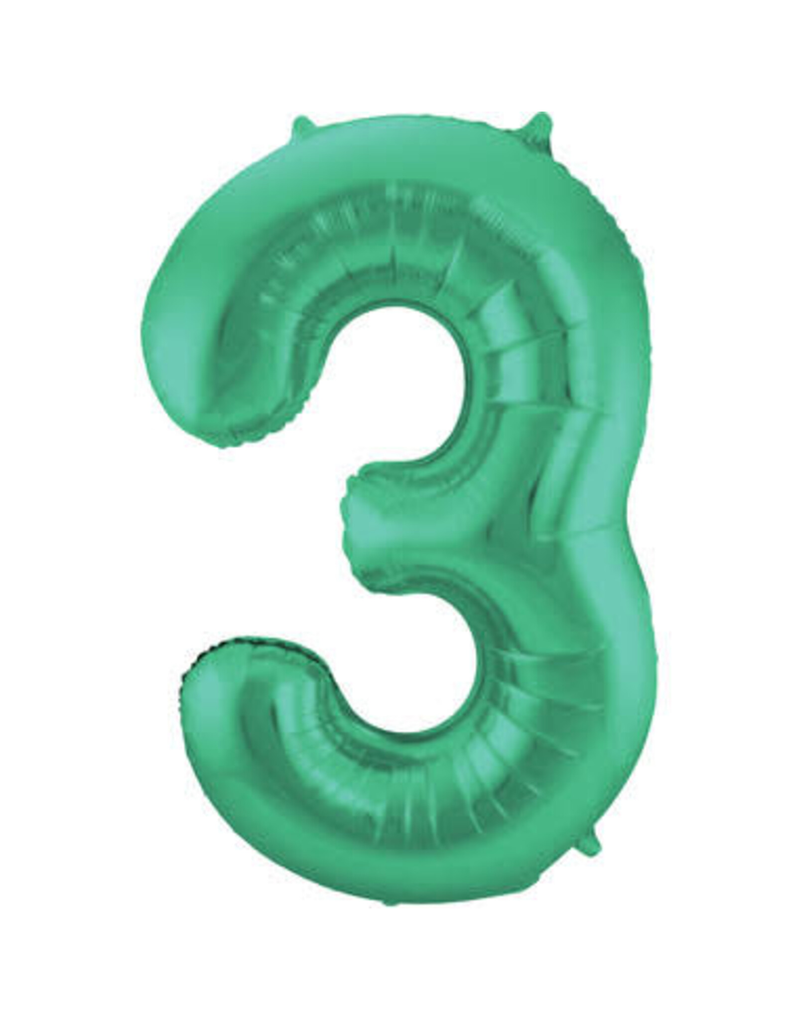 Folieballon mat groen cijfer 3 86 cm
