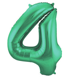 Folieballon mat groen cijfer 4 86 cm