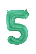 Folieballon mat groen cijfer 5 86 cm