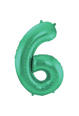 Folieballon mat groen cijfer 6 86 cm