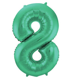 Folieballon mat groen cijfer 8 86 cm