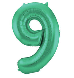 Folieballon mat groen cijfer 9 86 cm