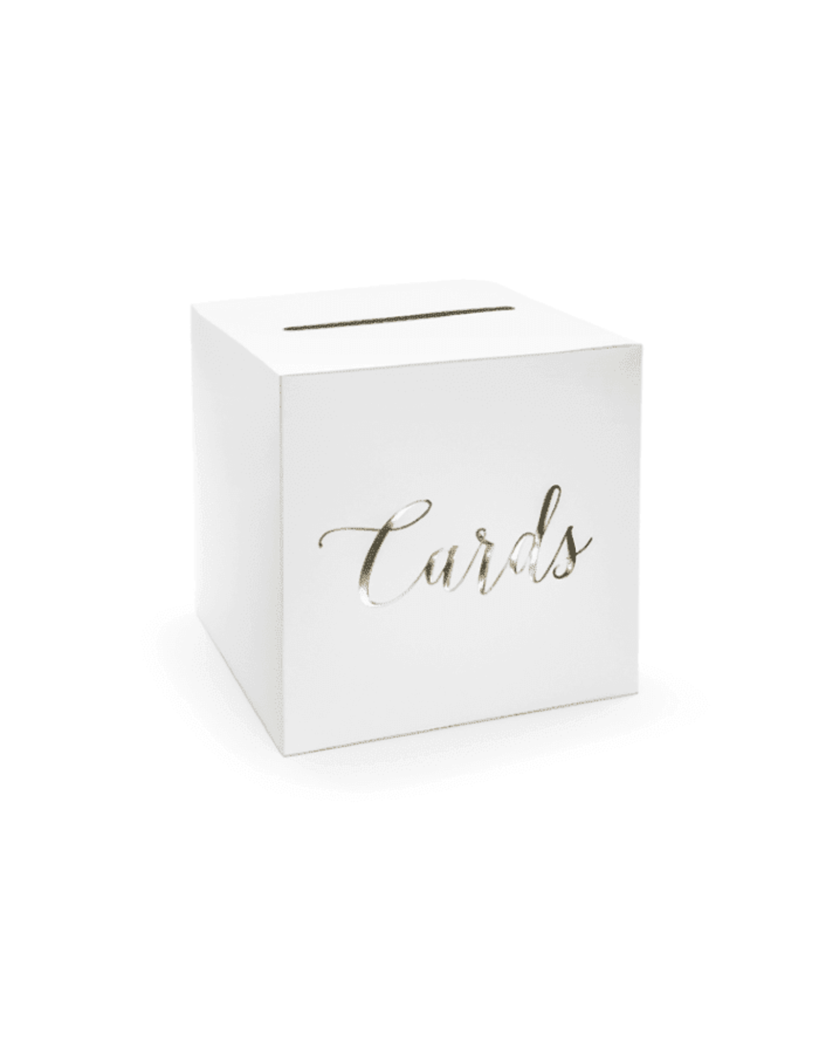 Partydeco Cards box wit met gouden opdruk