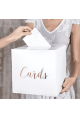 Partydeco cards box wit met rose gouden opdruk