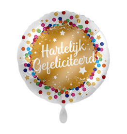 Folieballon hartelijk gefeliciteerd confetti 43 cm