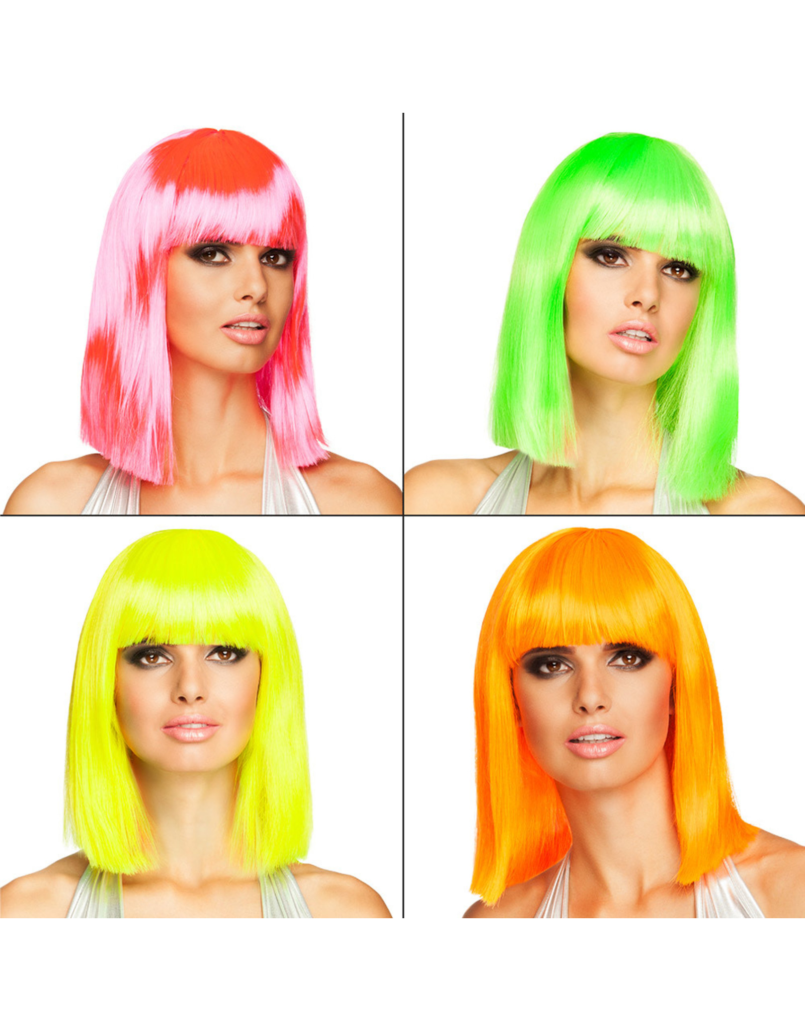 Pruik dance neon kleur