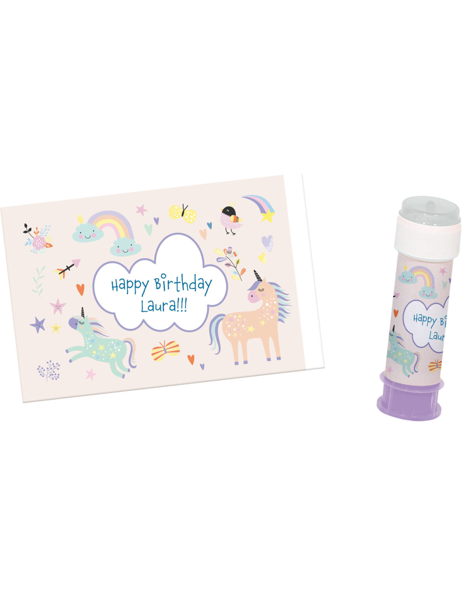 Unicorn & rainbows soap bubble wrappers 6 stuks