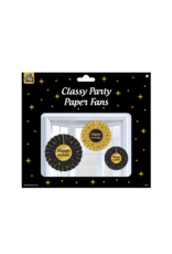 Classy party papieren waaiers Happy birthday 3-delig