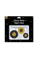 Classy party papieren waaiers Party time 3-delig