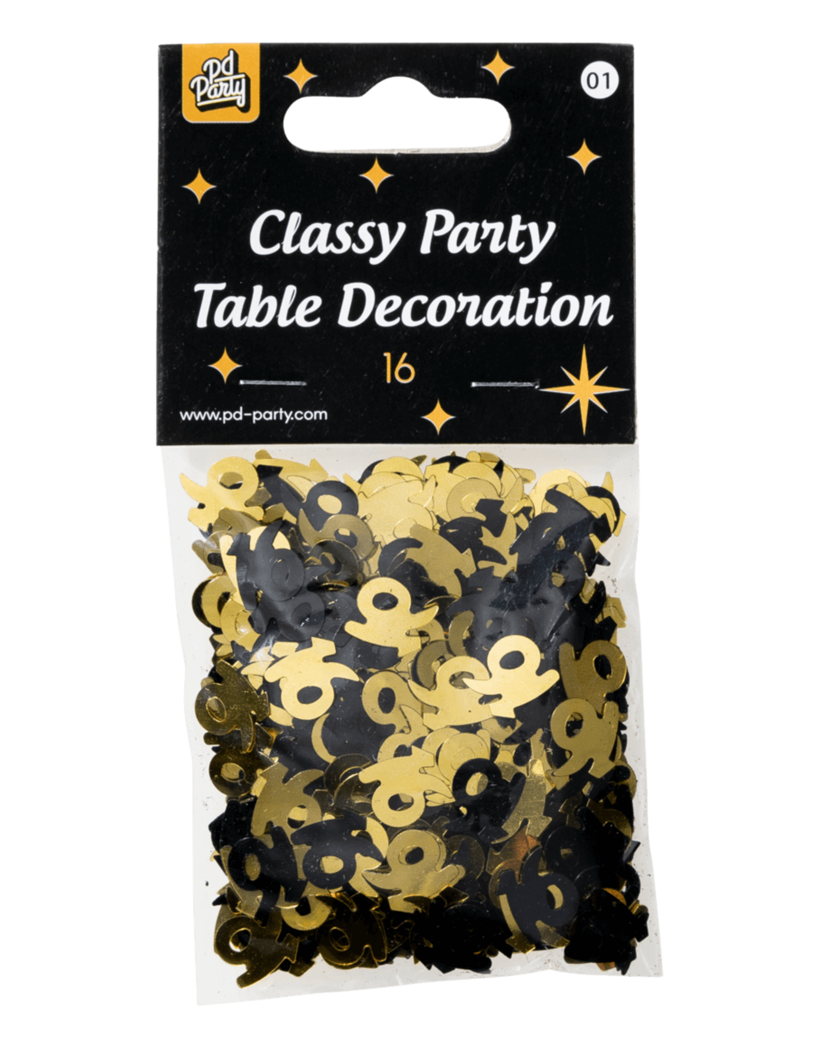Classy tafelconfetti zwart/goud 16 jaar