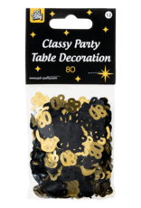 Classy tafelconfetti zwart/goud 80 jaar