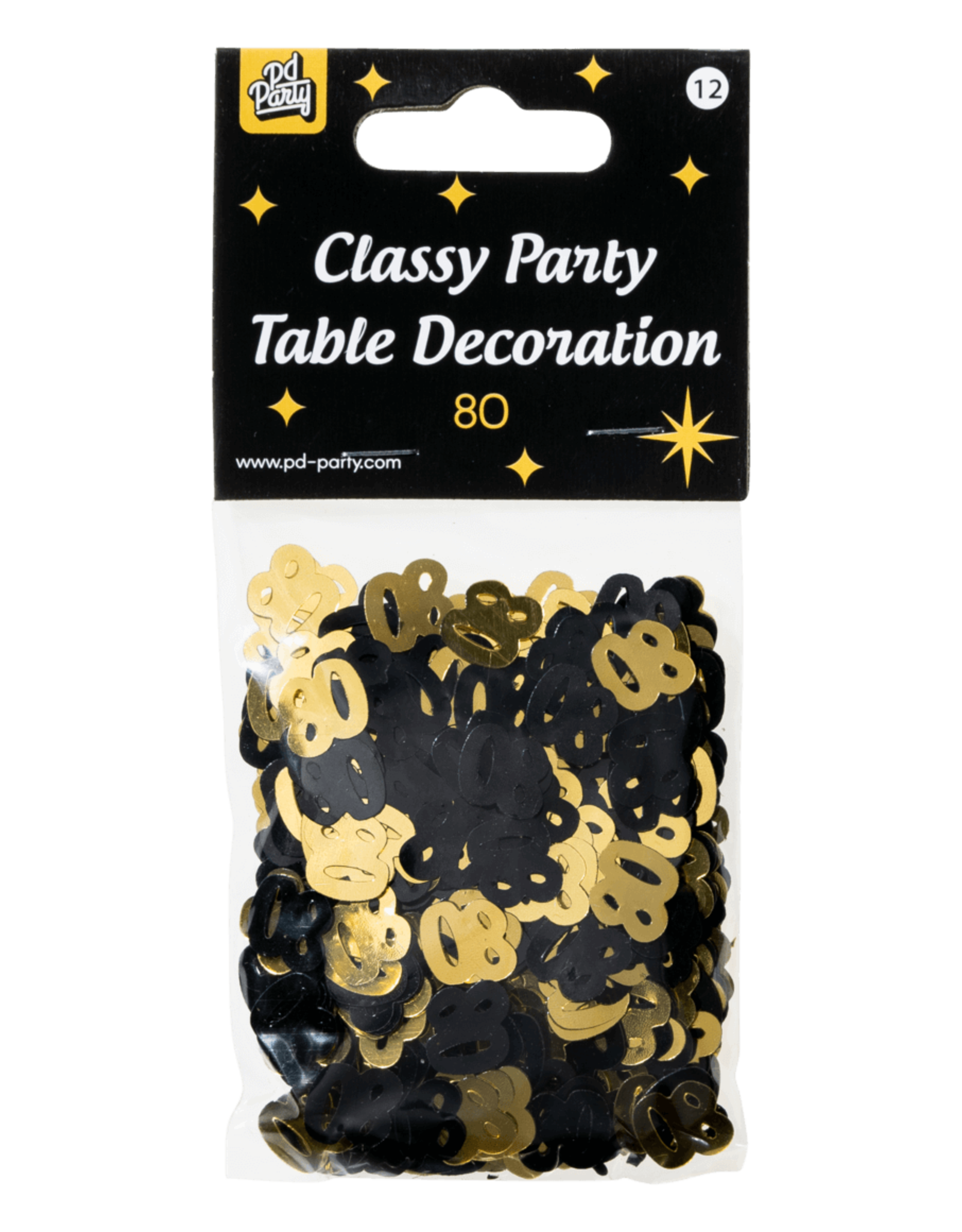 Classy tafelconfetti zwart/goud 80 jaar