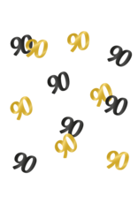 Classy tafelconfetti zwart/goud 90 jaar