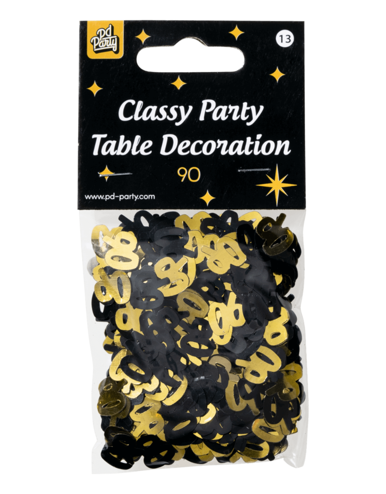 Classy tafelconfetti zwart/goud 90 jaar