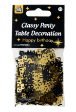 Classy tafelconfetti zwart/goud Happy birthday