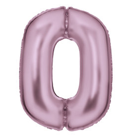 Folieballon pastel roze cijfer 0 86 cm