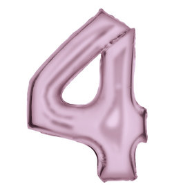 Folieballon pastel roze cijfer 4 86 cm