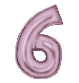 Folieballon pastel roze cijfer 6 86 cm