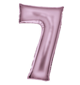 Folieballon pastel roze cijfer 7 86 cm