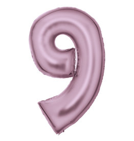 Folieballon pastel roze cijfer 9 86 cm