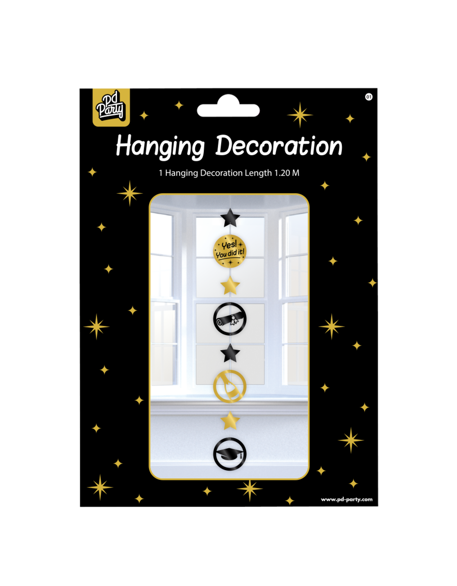 Classy black & gold hanging decoration You did it! 1.20 meter