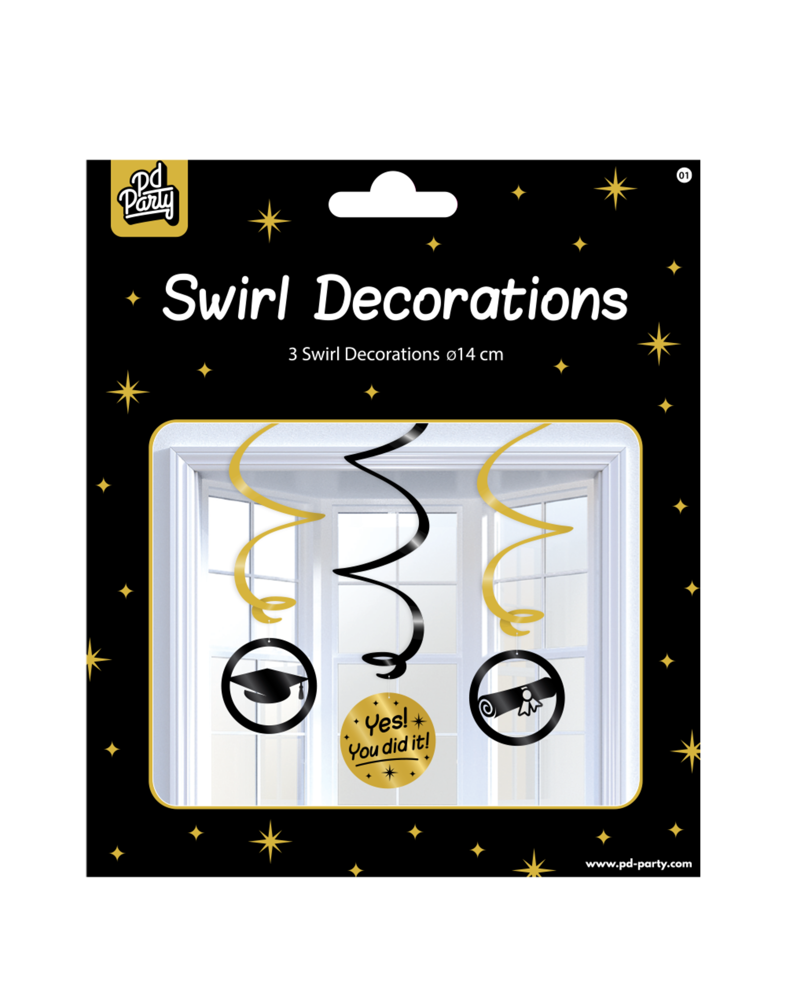 Classy black & gold swirl deco yes, you did it 3-delig