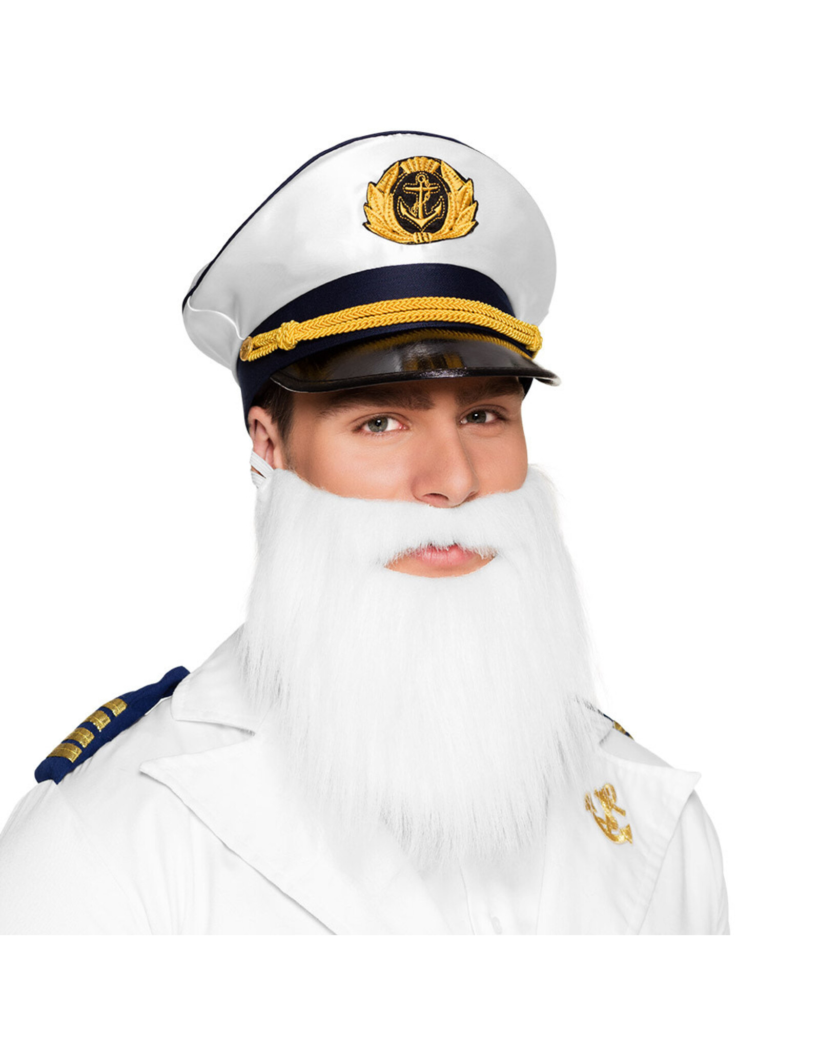Boland baard kapitein wit (incl snor)