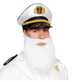 Boland baard kapitein wit (incl snor)