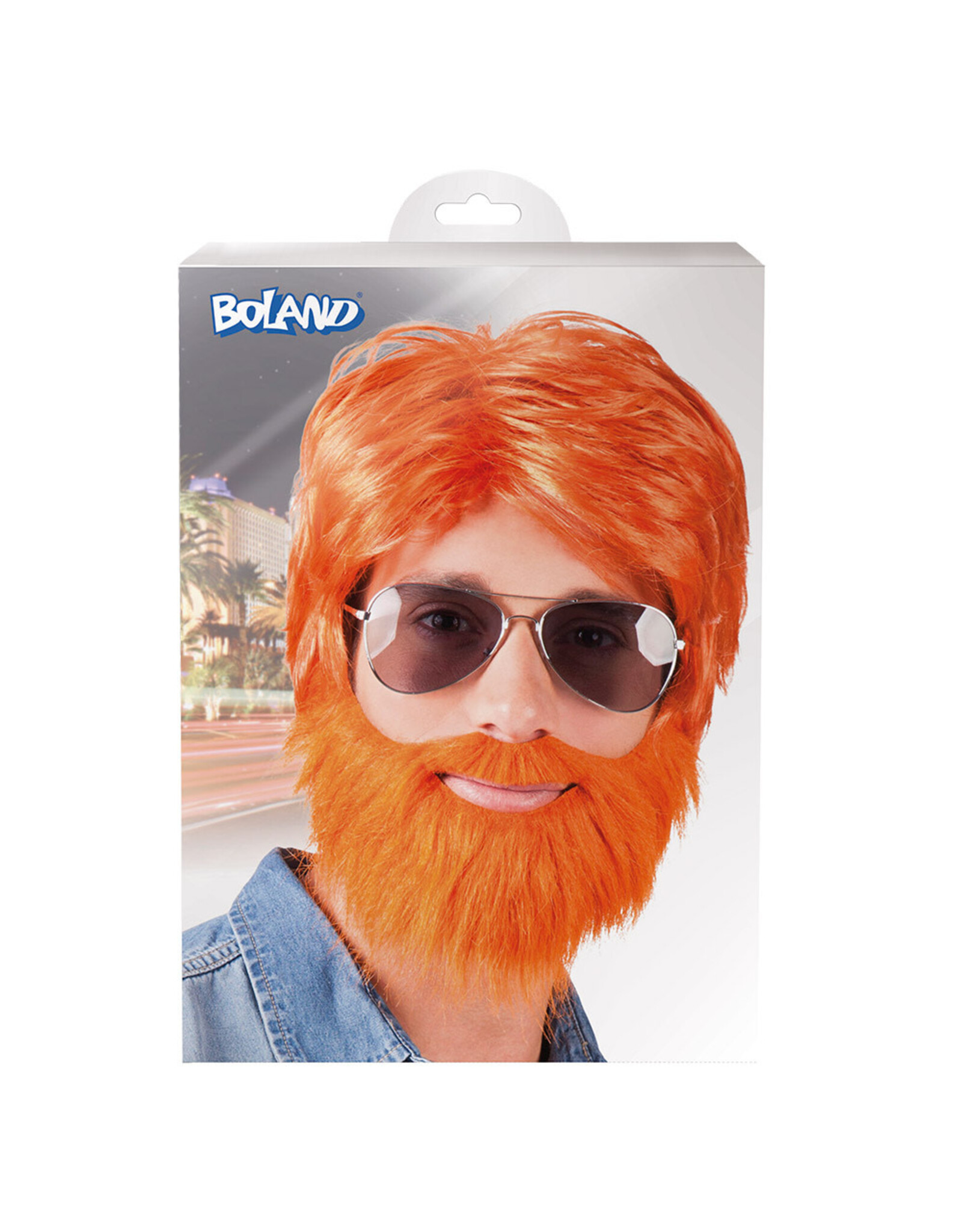 Boland pruik dude oranje met baard