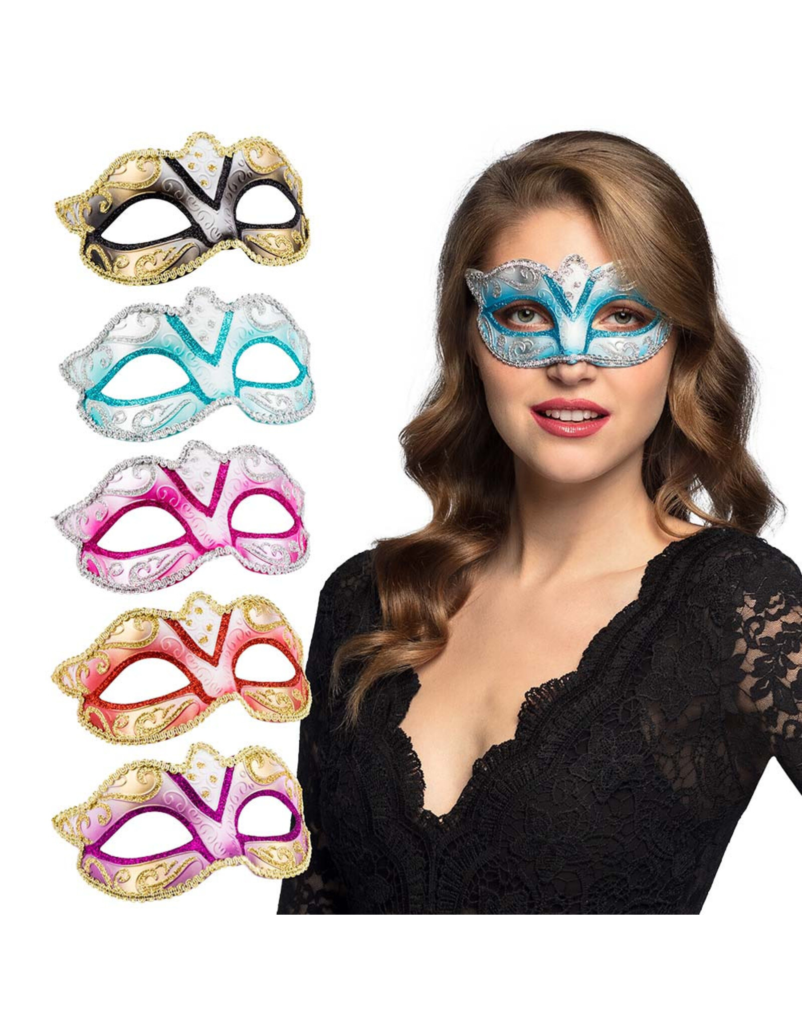 Boland oogmasker Venice felina div kleuren